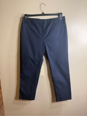 Talbots Petite 8P Navy Ankle Crop Pants Career Office Classic